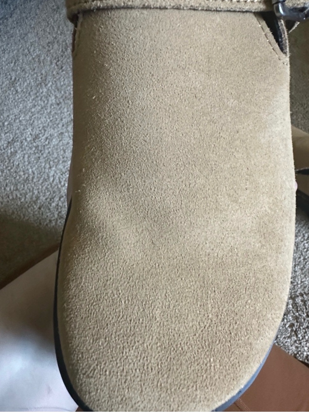 Dr. Martens Beige Zebzag Suede Slip-On Clog with Buckle - Picture 8 of 9